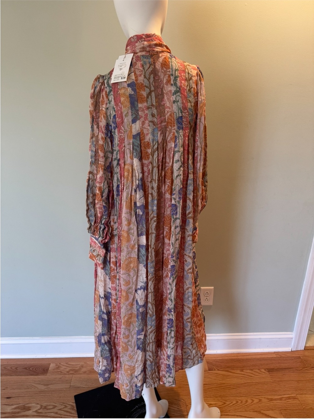Zimmermann Pastel Floral Midi Dress with Bow Neck - Picture 3 of 8